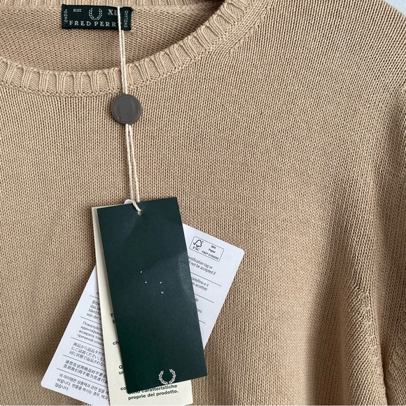 Fred Perry Beige Crewneck Sweater NWT - Picture 2 of 4